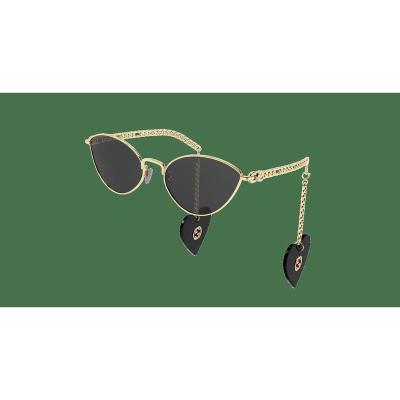 古驰(GUCCI)猫眼金框灰 lenses 女士潮流百搭尼龙材质光学太阳镜 Gold_001_/_Grey_None_Lens