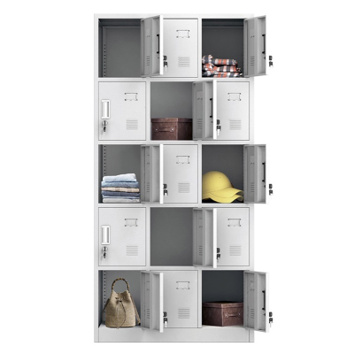 迅众 加厚十五门 钢制更衣柜员工衣帽储物柜铁皮柜工厂宿舍带锁收纳碗柜鞋柜