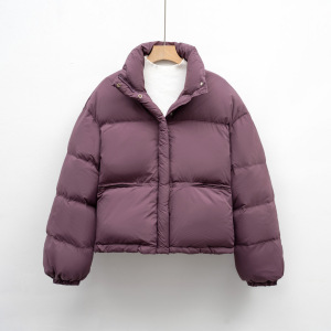 纯色简约宽松立领多巴胺羽绒服女冬季韩版保暖面包服外套