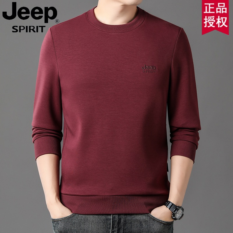 JEEP吉普秋季新款男士长袖T恤日常休闲商务加厚空气层卫衣