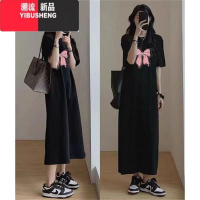 YIBUSHENG大码女装2024微胖mm季新款减龄休闲卫衣裙显瘦遮肚短袖女