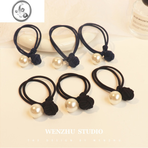 JiMi简约珍珠中国结头绳女生高马尾皮筋女扎头发圈高弹力耐用头饰发绳