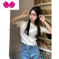 七斓夏季女装小个子短款正肩T恤纯色设计感小众气质短袖辣妹内搭上衣