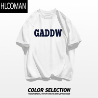 HLCOMAN美式字母印花T恤男夏季潮牌简约街头痞帅高级感短袖上衣