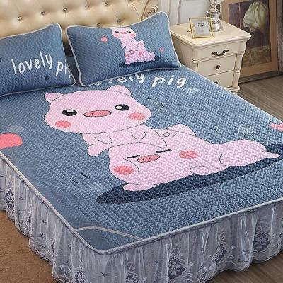 家柏饰(CORATED)可水洗折叠天丝空调软席床裙款1.8m冰丝凉席米三件套夏天夏季机洗