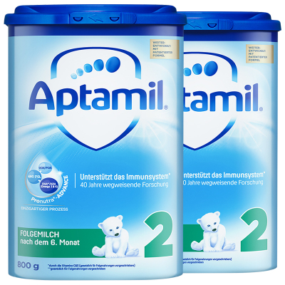 2罐装|德国爱他美较大婴儿配方奶粉2段易乐罐6-10月龄800g/罐hmo升级版