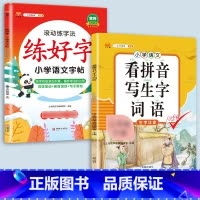 [语文字帖 ]+看拼音写生字词语 四年级上 [正版]衡水体英语字帖练字一年级二年级三四五六上册下册小学生笔画笔顺练字帖每