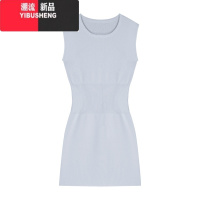 YIBUSHENG灰色紧身针织背心连衣裙女装季辣妹显身材包臀裙无袖收腰短裙子