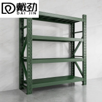 戴劲货架仓储库房储物架军绿色四层主架240kg/层中型200*60*200cm