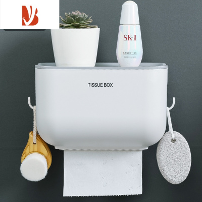 三维工匠卫生间纸巾盒厕所免打孔卫生纸置物架家用厕纸架创意抽纸卷纸筒 [超大容量 防水防淋]耀眼白