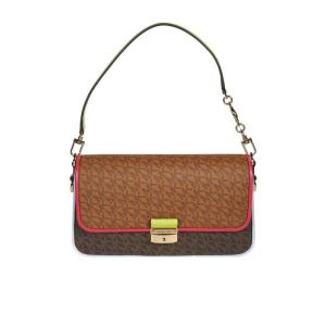 迈克·科尔斯(MICHAEL KORS)女士单肩包时尚徽标印花三色拼接可调 棕色