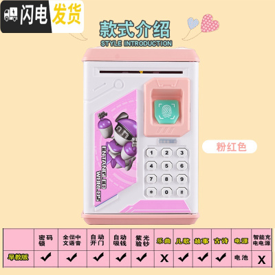 三维工匠防摔大容量存钱罐儿童密码指纹成人只进不出小男女孩储钱保险箱盒 906G指纹早教版粉色星球战士送电池+贴纸+储蓄罐