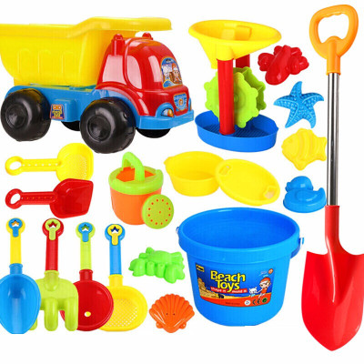 建雄儿童沙滩玩具套装大号宝宝洗澡夏日戏水玩具玩沙子挖沙漏铲子工具19件套大铲版送12只沙模-