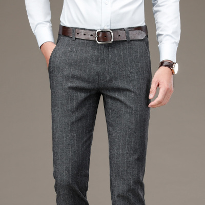 吉普战车(JIPUZHANCHE)春夏新款商务男士休闲裤宽松直筒弹力中高腰磨毛男士休闲裤男士大码男装青中年工装裤男裤长裤