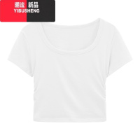 YIBUSHENG薄荷曼波纯欲露锁骨短袖T恤女季2024新款甜辣修身显瘦短款上衣