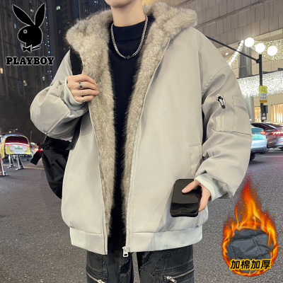 花花公子新款高品质冬季加棉加厚座山棉衣男港风潮流棉服