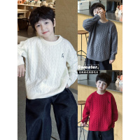 童酷男童冬款百搭小鹿刺绣中小童针织衫圆领加厚麻花儿童毛衣