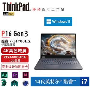 ThinkPad P16 (4DCD) 英特尔酷睿 16英寸高性能轻薄设计师工作站笔记本电脑 i7-14700HX 32G 1TB RTXA4000 12G 4K超清