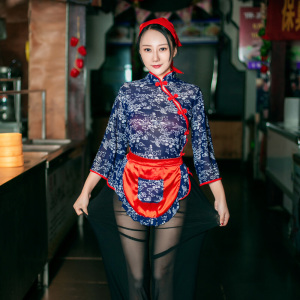 欲之诱惑 透明民国服村姑制服诱惑sm情趣内衣夜店制服套装角色扮演挑逗内衣表演服情趣制服女成人斜襟 碎花上衣+网纱长裤 默认颜色 默认尺寸