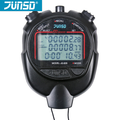 君斯逹JS-609室内室外健身球类跑步田径运动训练比赛用100道三排显示电子计时秒表JS-609