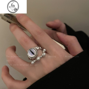 JiMi猫眼开口戒指女轻奢高级感气质网红食指戒小众设计时尚个性指环潮 紫色大眼仔开口