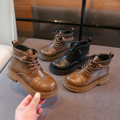 儿童靴子年秋季新款英伦风单靴时尚童靴厚底女童男宝短靴_660
