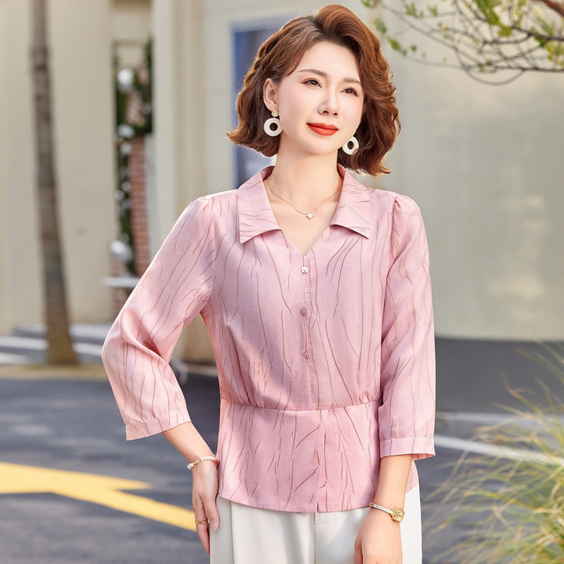 2026年春夏新款中老年妈妈装薄款小衫时尚简约中年装衣服40-60岁