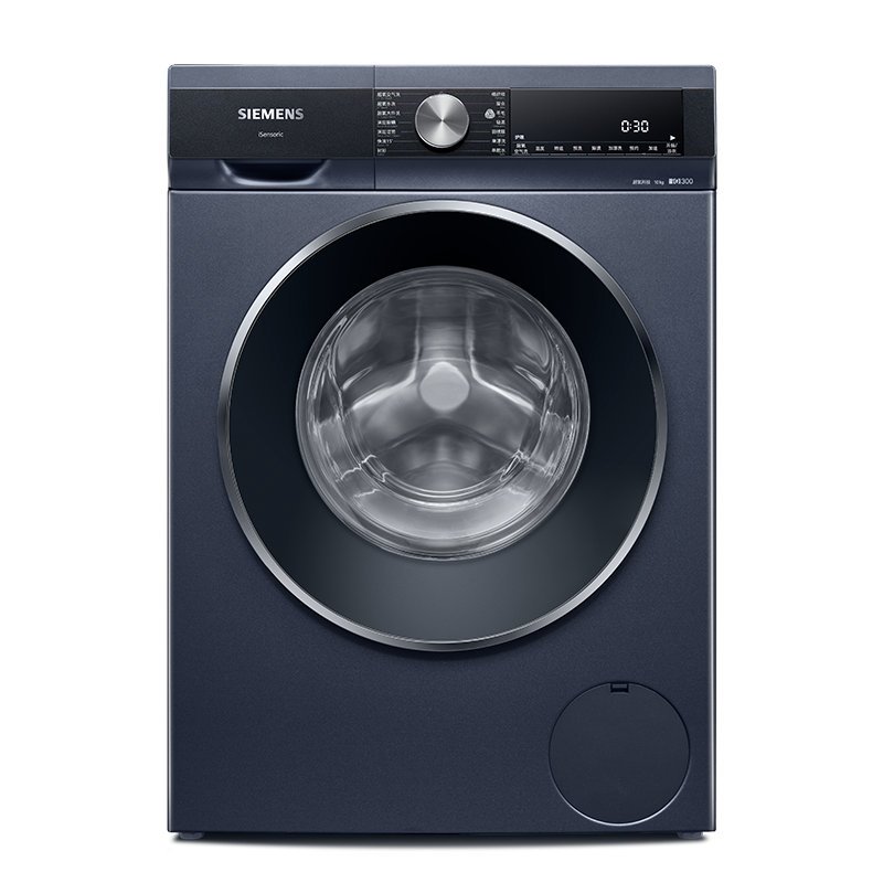 西门子 iQ300全自动BLDC变频滚筒洗衣机深层除螨智能除渍羊毛绿标10公斤 湖蕴蓝超氧WB45AME10W