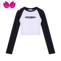 七斓美式复古短款长袖T恤小众修身显瘦打底衫春季辣妹内搭bm上衣女潮