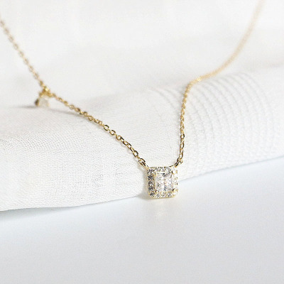 方糖S925纯银短项链闪亮钻简约气质感纯银锁骨链女韩版学生银饰送女朋友老婆情人节七夕生日礼物