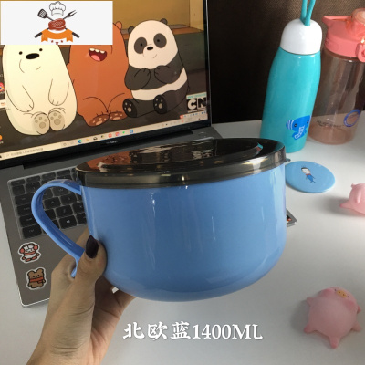 敬平泡面碗带盖学生不锈钢饭盒日式便携餐具碗筷套装上班族宿舍用单个