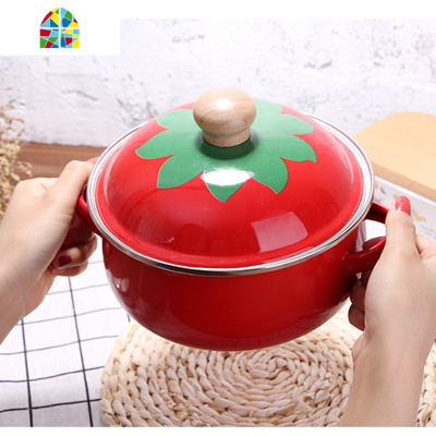 搪瓷珐琅瓷汤锅双耳家用加厚电磁炉燃气平底煮螺蛳粉方便面泡面锅 FENGHOU 西红柿款