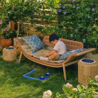 紫叶檀花贵妃椅阳台躺椅藤沙发单人小户型卧室家用简约民宿贵妃榻