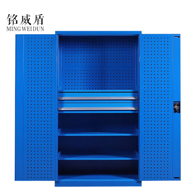 铭威盾工具柜加厚铁皮储物柜工厂车间用带抽屉汽修多功能收纳柜通门内二抽柜蓝色