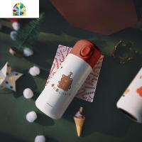 原创保温杯316不锈钢女弹跳水轻杯便携学生圣诞新年红 FENGHOU 姜饼猫450ml316不锈钢—