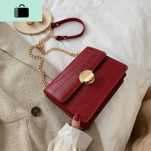 红色包包女2019新款韩版复古定型斜挎包女百搭ins单肩链条小方包NEW LAKE女斜挎包
