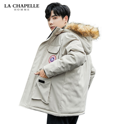 拉夏贝尔LACHAPELLEHOMME棉衣男冬季2019新款韩版潮工装短款羽绒棉服加厚潮牌帅气棉袄