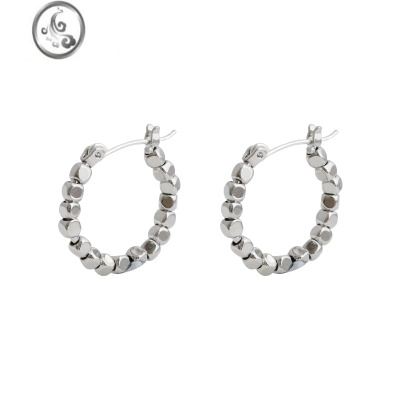 JiMi金属方块圆圈耳环简约百搭ins冷淡风耳钉潮酷小众耳饰耳圈高级感