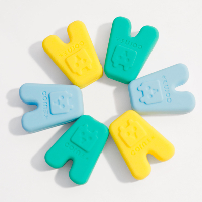 婴幼儿童硅胶短柄叉勺一体吃饭套装宝宝学吃饭训练辅食2岁自主3岁蓝色U型硅胶辅助鸡翅木训练筷