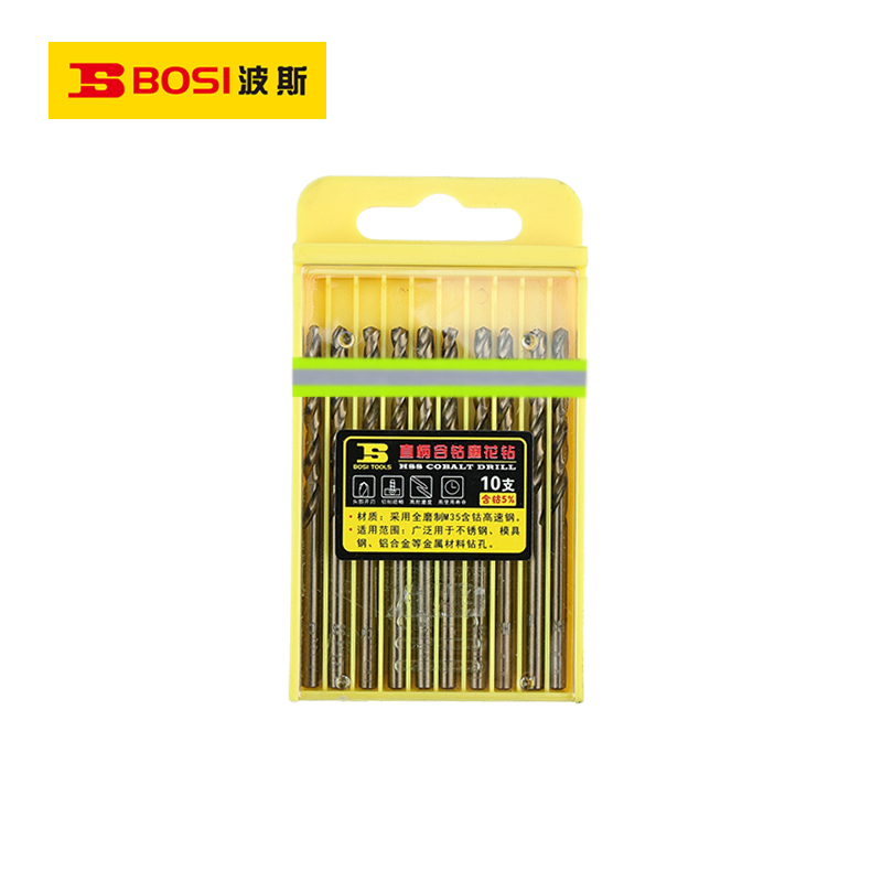 波斯(BOSI) 荧光系列直柄含钴麻花钻 5.3mm/10支 盒
