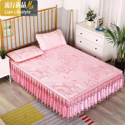 凉席冰丝席1.5米床席子夏季三件套夏天1.8m床裙可折叠水洗1.2床单 三维工匠凉席/凉枕