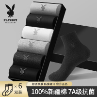 花花公子袜子男款纯棉中筒夏季薄款吸汗防臭100%全棉男士抗菌男袜