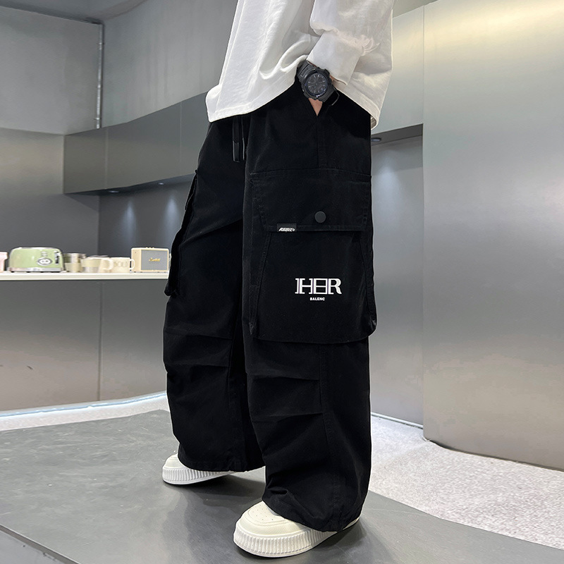 男童黑色工装裤春秋款新款儿童秋装裤子中大童休闲裤秋季潮牌