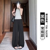 白色天丝亚麻裤子女款夏季宽松bf慵懒风休闲垂感老钱风冰丝阔腿裤