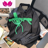 七斓法式高级感蝴蝶结盘扣长袖衬衫男女复古小众ins港风上衣外套