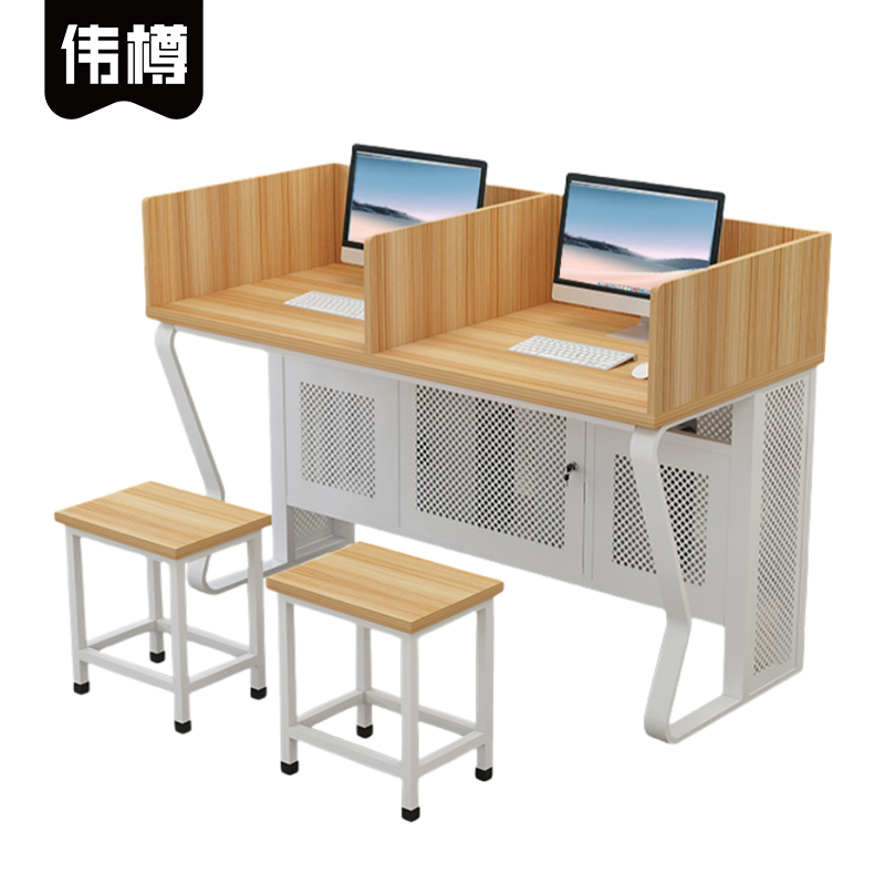伟樽培训电脑桌带屏风一桌二凳120*60*75cm套