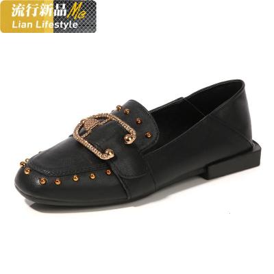 单鞋女2020年春季新款春款百搭春秋平底小皮鞋潮鞋鞋子乐福豆豆鞋知义(ZHIYI)休闲鞋