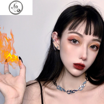 欧美风 个性火焰锁骨链choker金属质感潮酷短款项链气质女 JiMi
