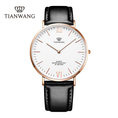天王手表新款男表皮带石英表简约百搭男士手表防水腕表升级款3851