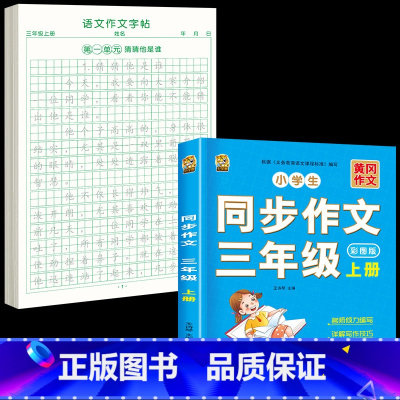 [上册]同步作文+同步作文字帖 小学三年级 [正版]三年级上册同步作文人教版2024下册3年级作文语文同步练字帖满分作文